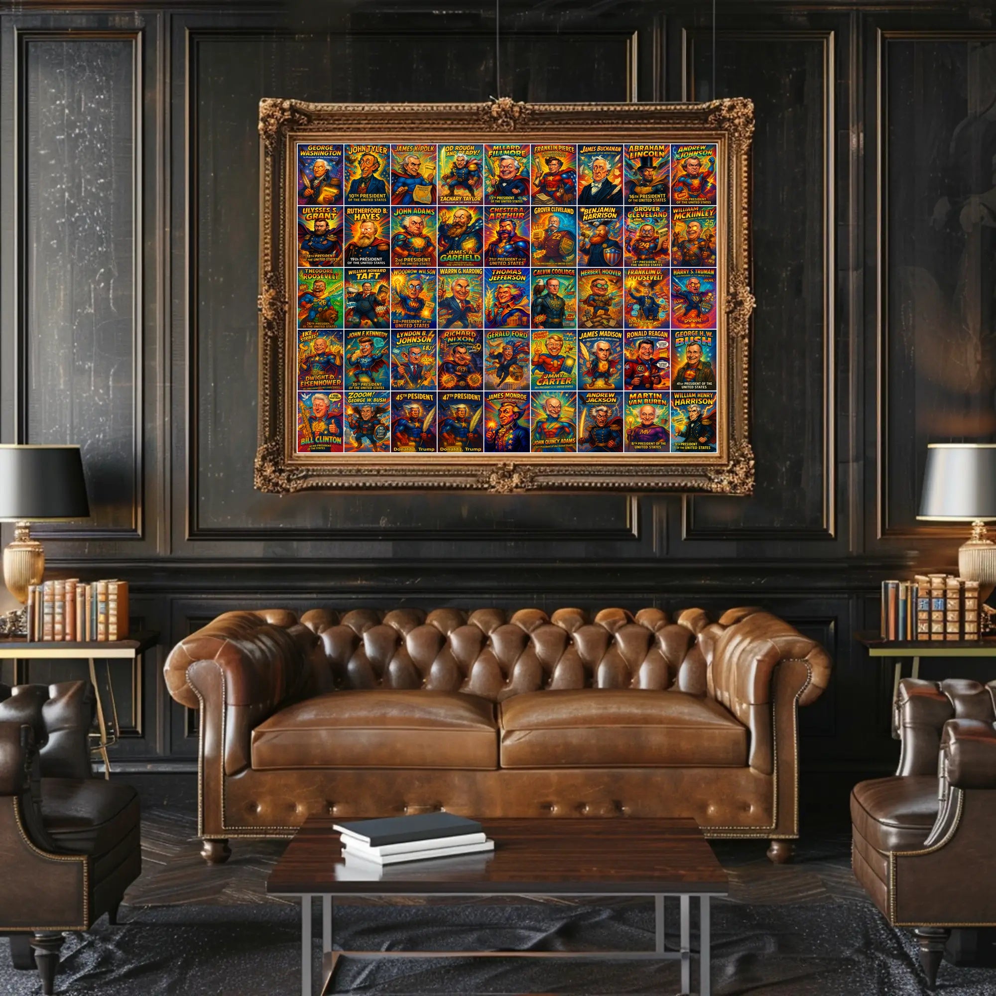 The Presidential Chronicles 45 Presidents Comic Style Poster PosterGoat