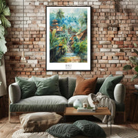 Bali Watercolor Travel Poster: Serene Tropical Landscape Art PosterGoat