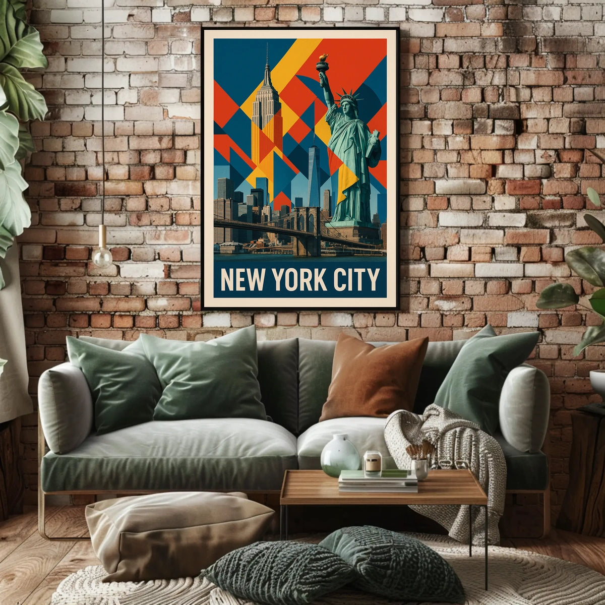 New York City Iconic Landmarks Poster Modern Wall Art