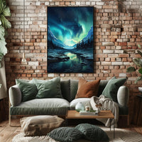 Serene Aurora Borealis Winter Landscape National Park Poster
