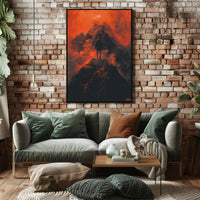 Adventurous Solitude on Mountain Peak: Abstract or Artistic Poster PosterGoat