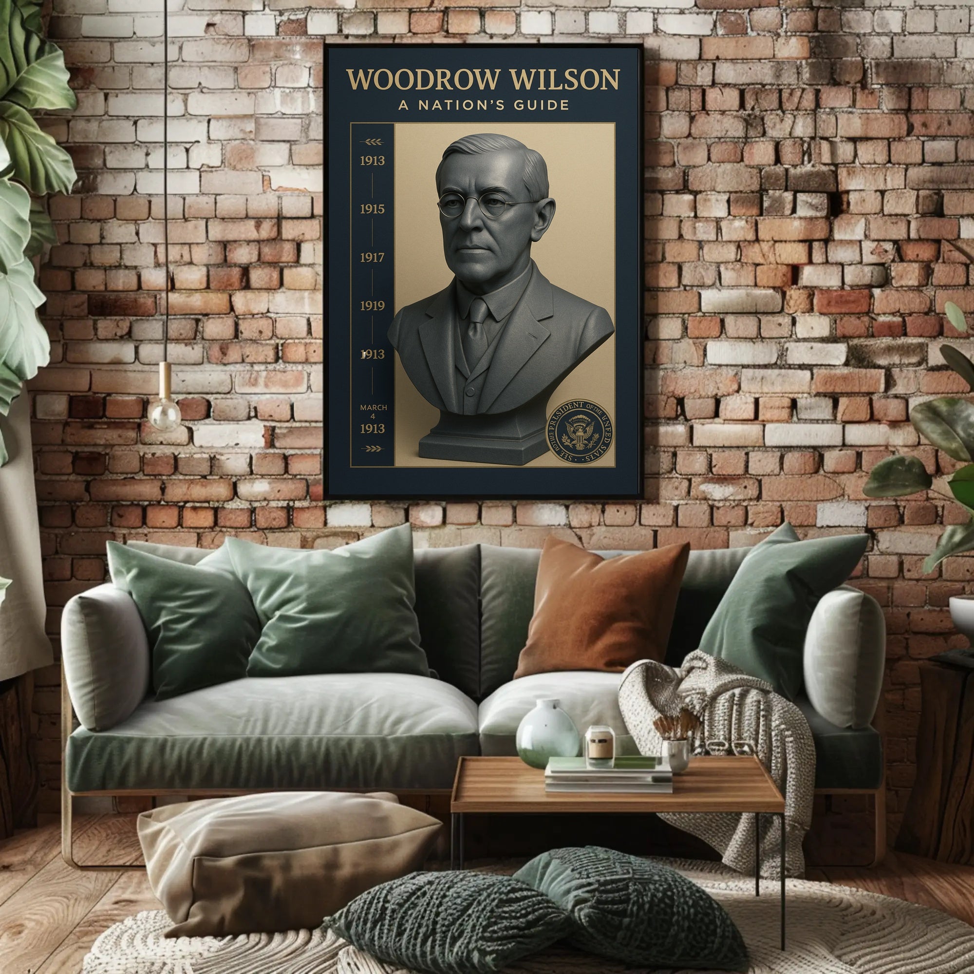Woodrow Wilson Bust Vintage Historical or Presidential Poster