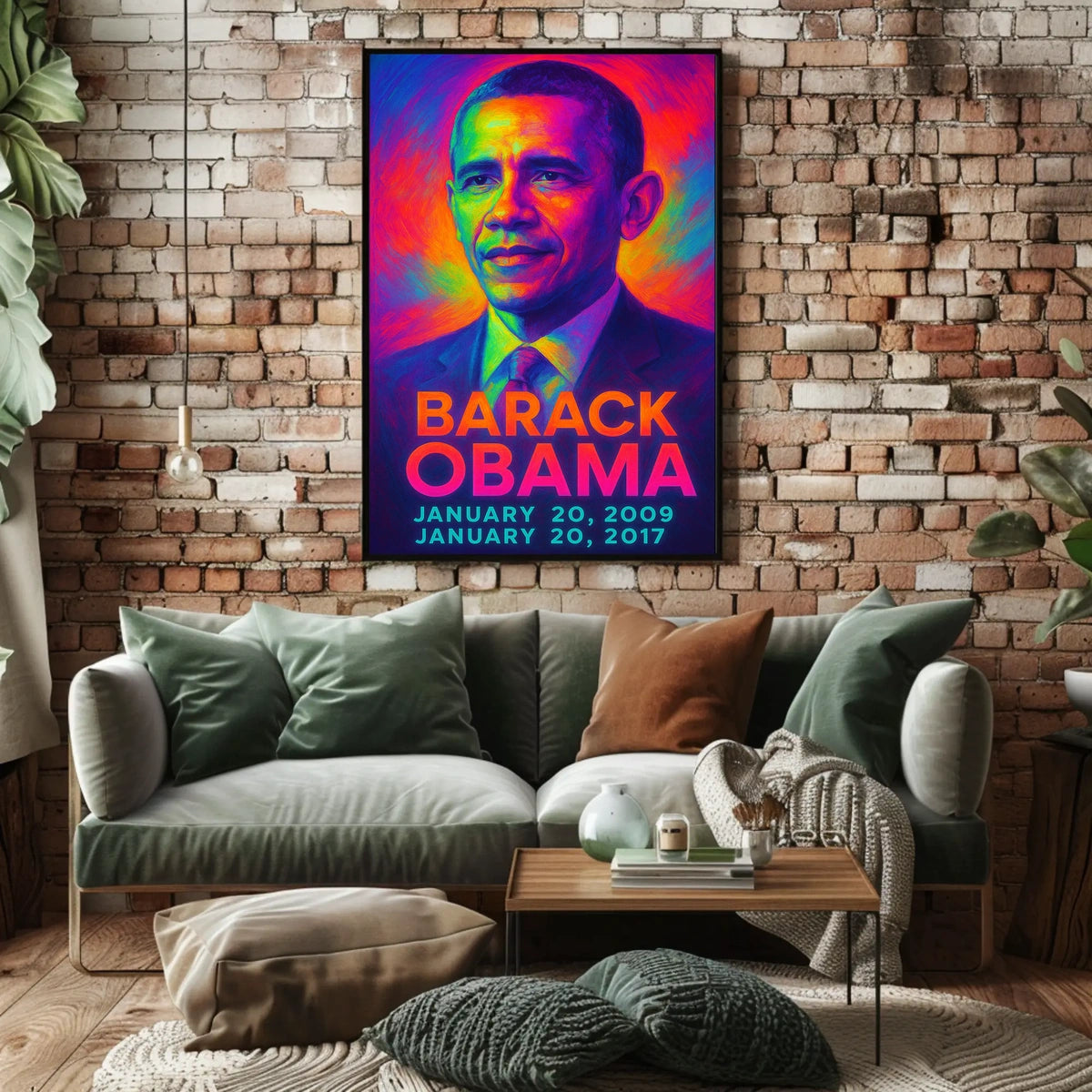 Barack Obama 44th President of the United States Neon Gradient Overlay Poster