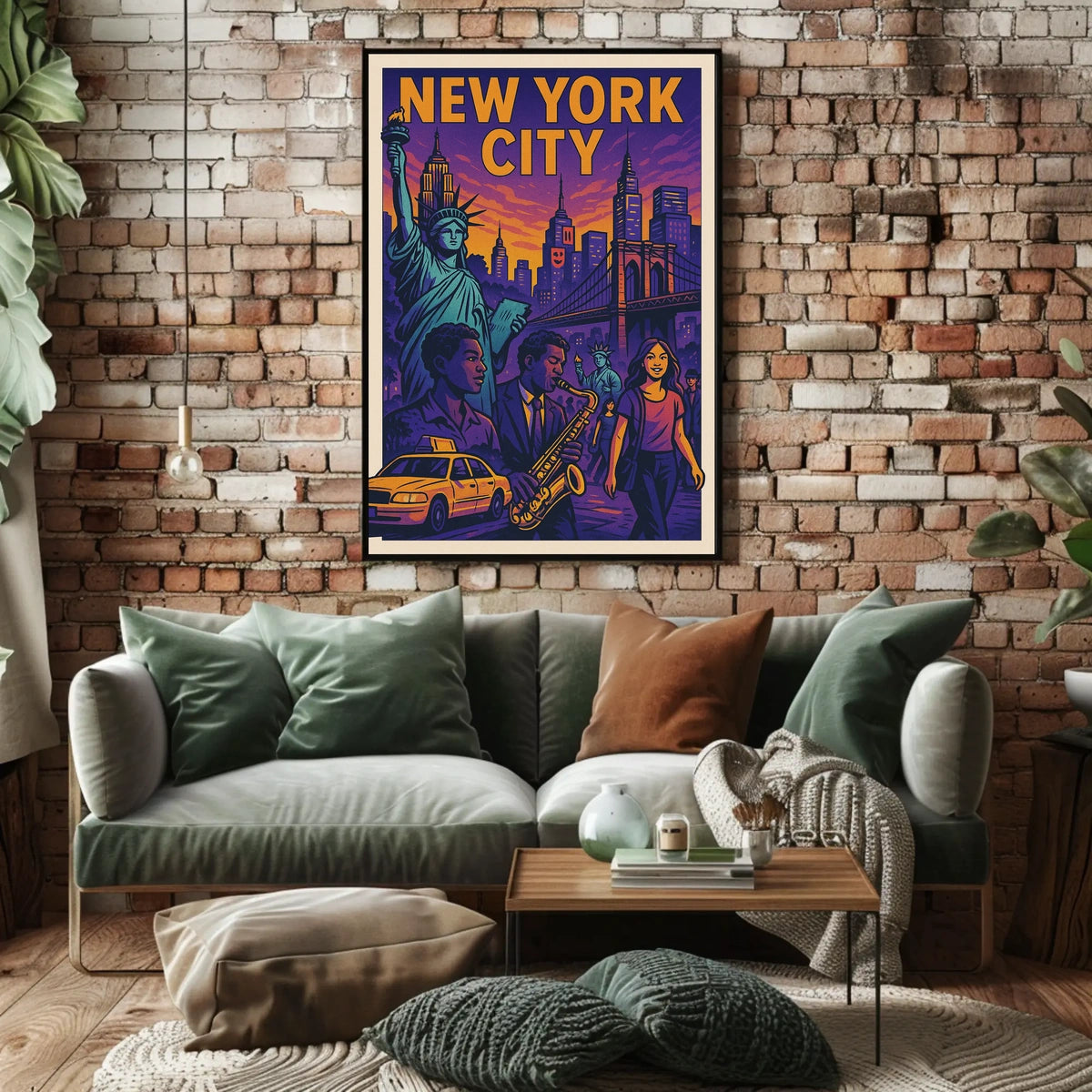 Vibrant New York City Poster For Home Decor With Jazz