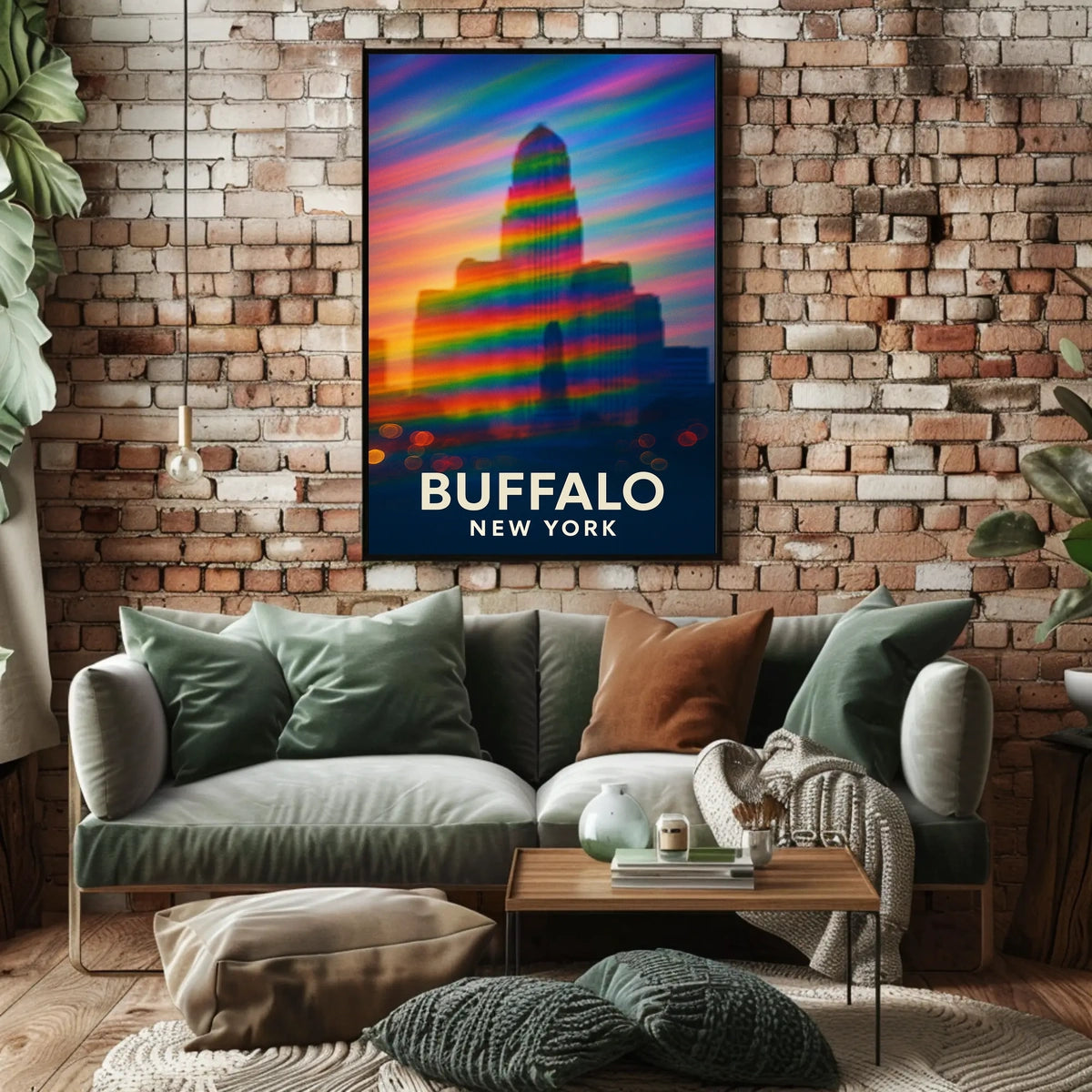 Buffalo Skyline Vibrant Digital Painting Souvenir Poster