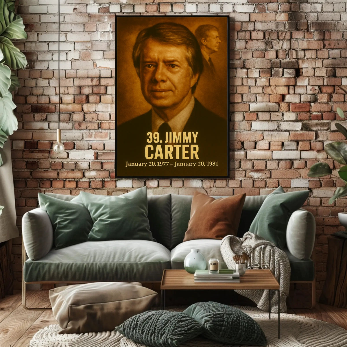 Jimmy Carter Presidential Portrait Poster Vintage Analog Film Aesthetic Wall Art Print USA History