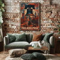 Philadelphia Cityscape Heritage Vintage Poster