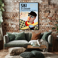Vintage Canadian Skiing Travel Advertisement Poster PosterGoat