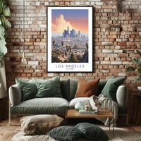 Los Angeles Skyline Serene Illustration Urban or Cityscape Poster PosterGoat