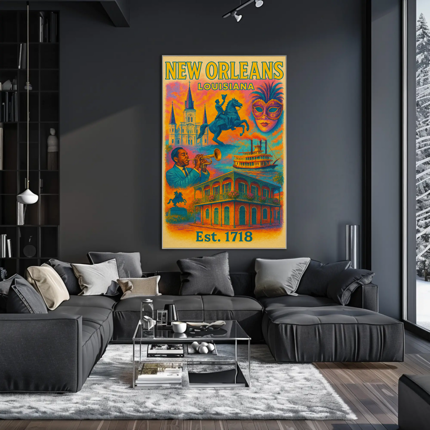 New Orleans Louisiana Jazz Mardi Gras Steamboat Travel Poster