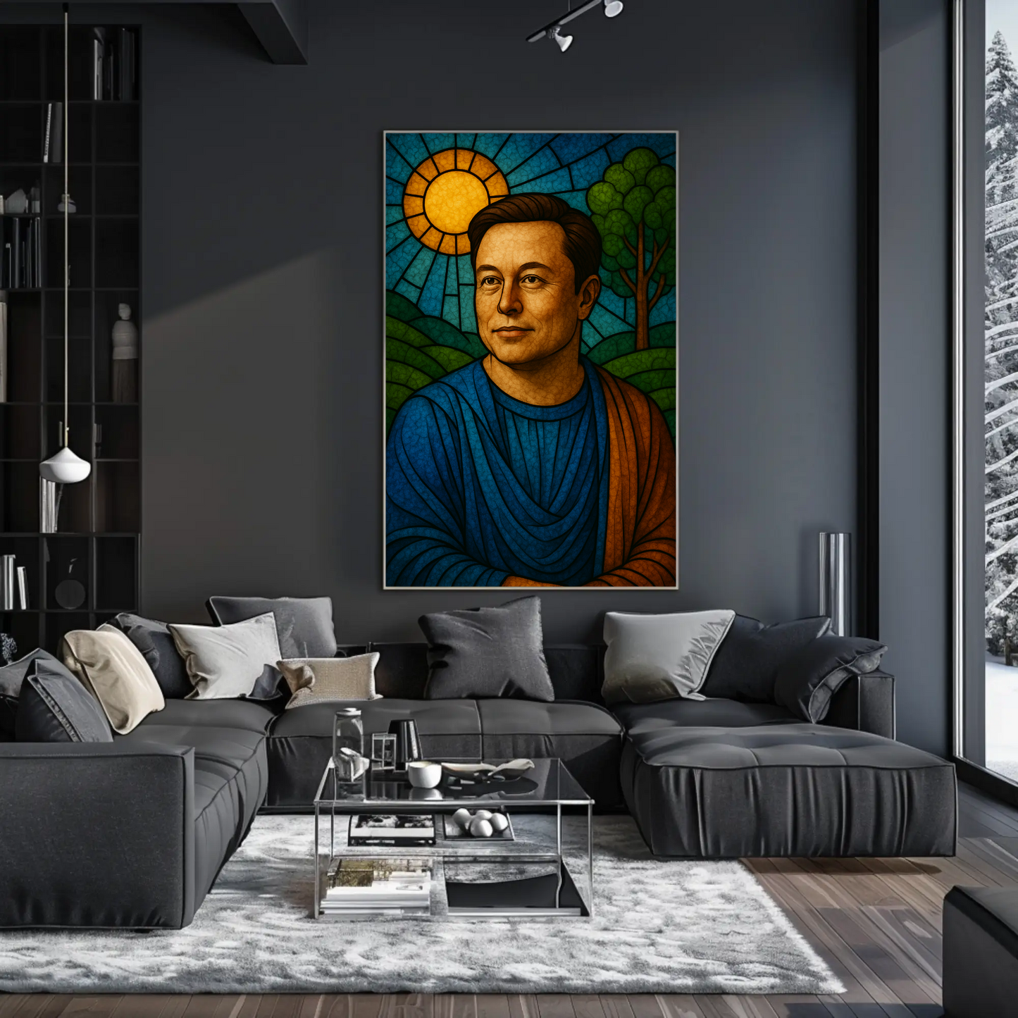 Elon Musk Modern Icon Stained Glass Poster