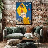 Wengen Skiing Scene Vintage Travel Poster PosterGoat