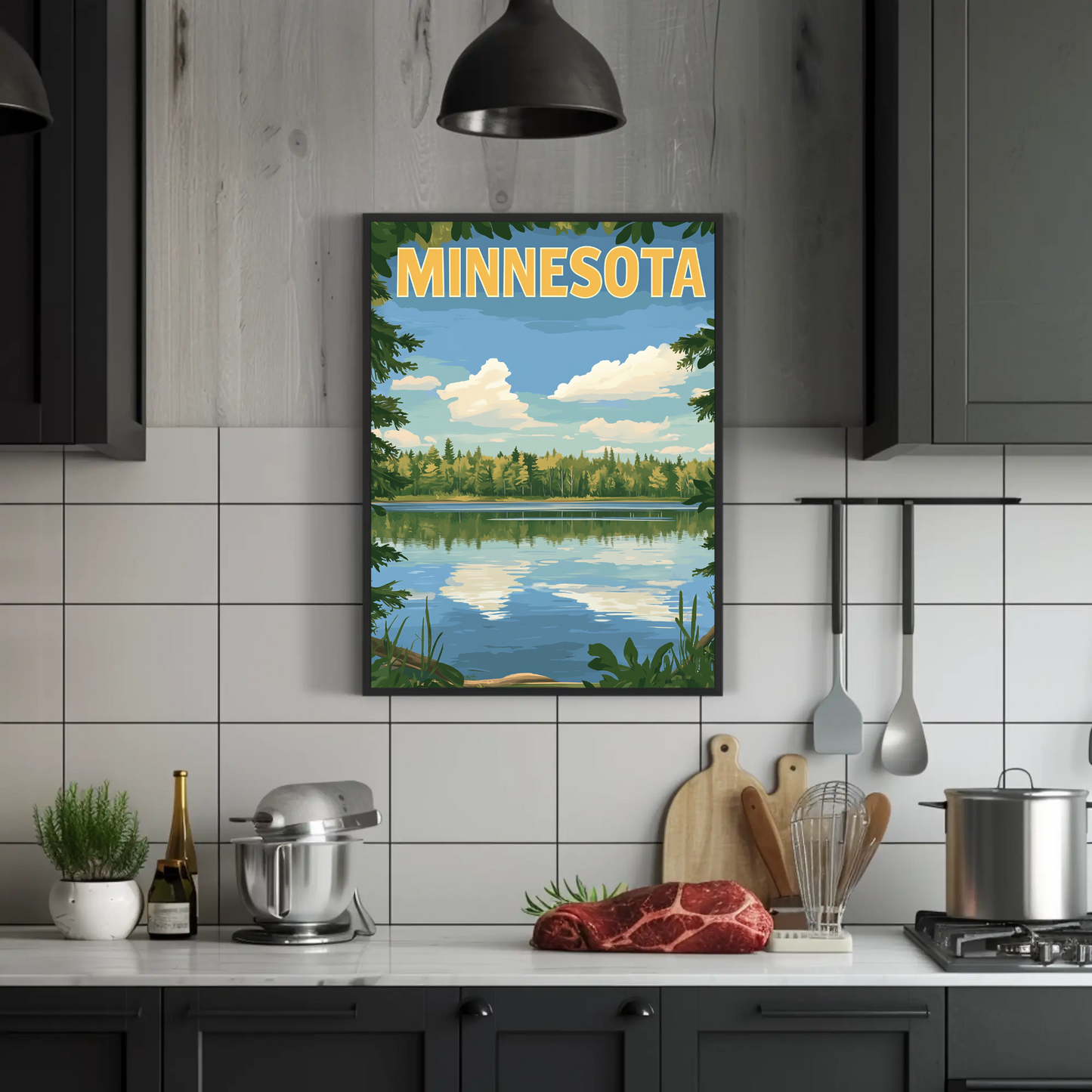 Minnesota’s Tranquil Lakes Vintage Travel Poster