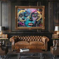 Surreal Vibrant Collage Poster with Colorful Eyes