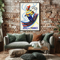 Skiing Adventure Art: Vibrant Ski Motion Travel Poster PosterGoat