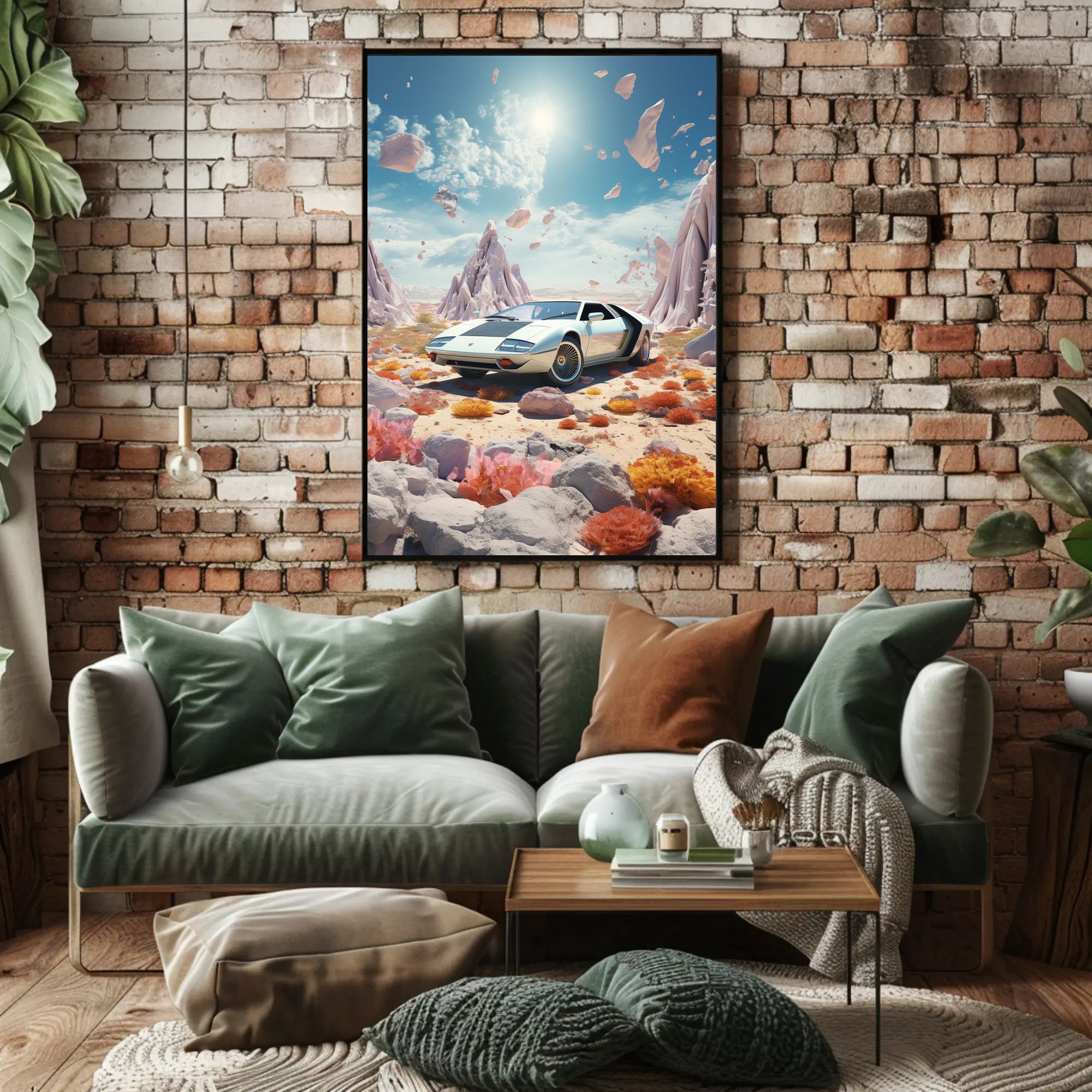 Surreal Vintage Car in Dreamscape Futuristic Sci-Fi Poster