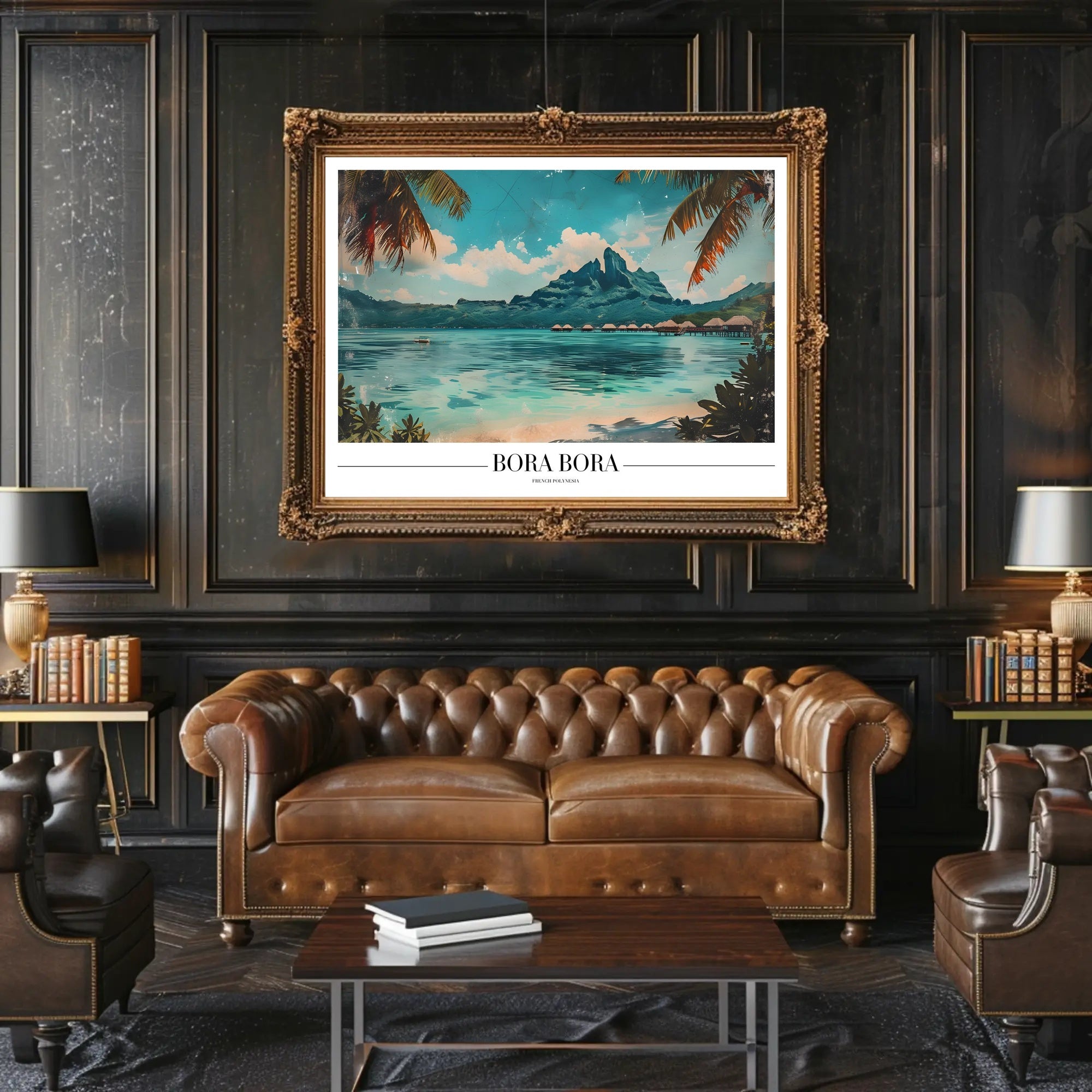 Bora Bora Vintage Travel Illustration Poster