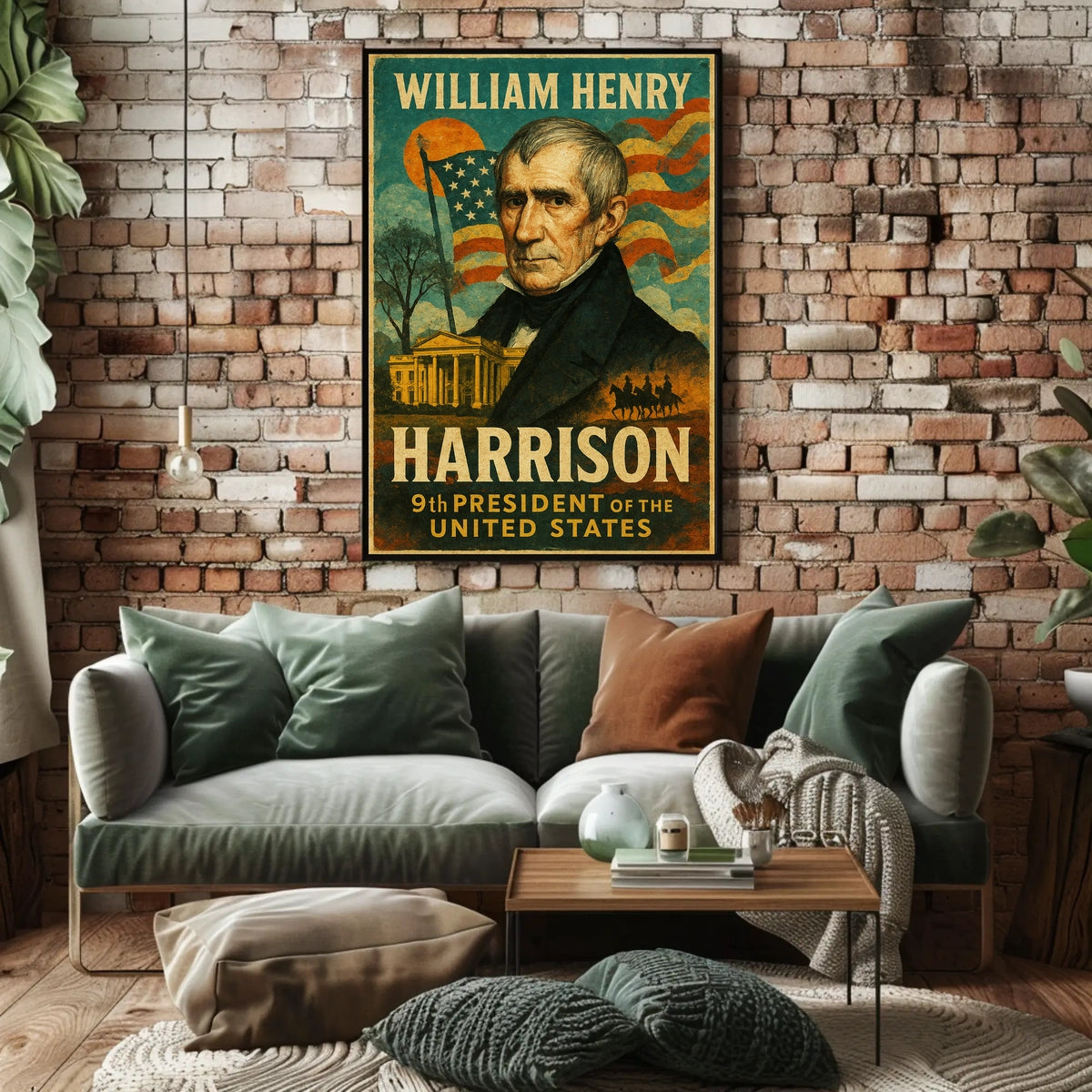 William Henry Harrison 9th President of the United States Layered Digital Collage Poster