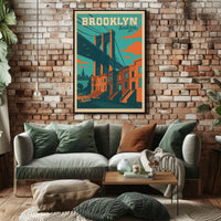 Brooklyn Bridge New York City Poster Vintage Wall Art