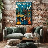 New York City Landmarks Poster Modern Travel Wall Art