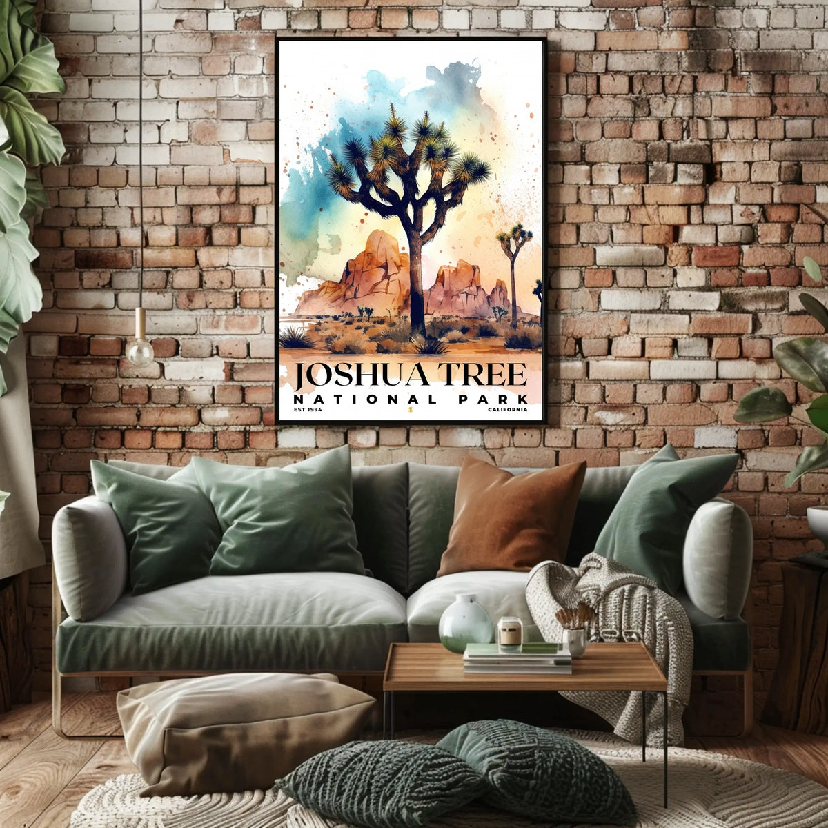Joshua Tree Watercolor Wall Art Poster