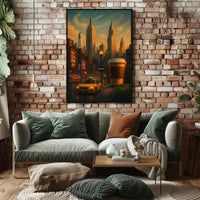 New York City Poster Modern Urban Nightlife Wall Art
