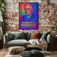 Franklin D. Roosevelt 32nd President of the United States Neon Gradient Overlay Poster