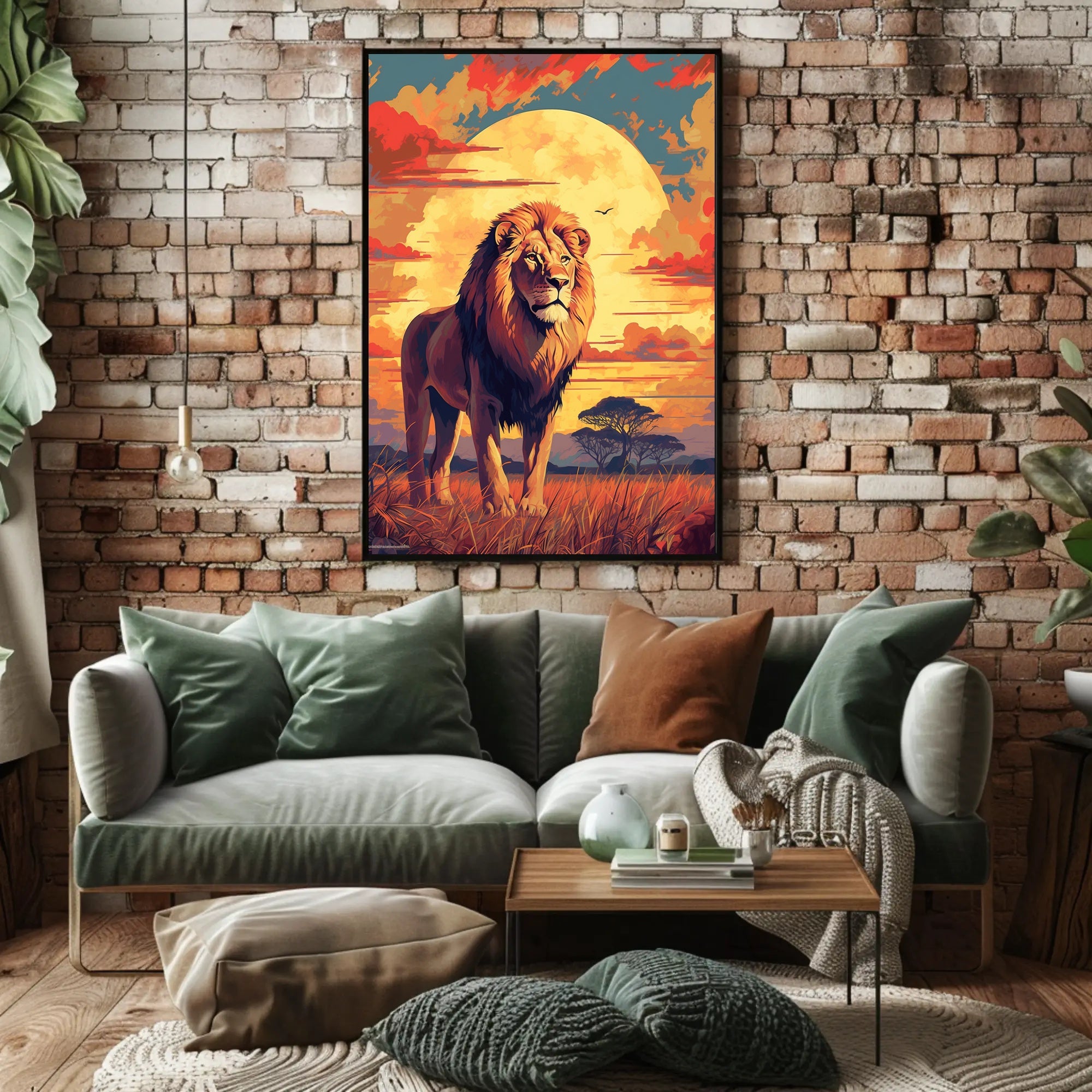 Majestic Lion at Sunset Poster