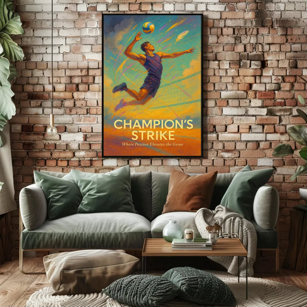Dynamic Volleyball Champion Sports Poster PosterGoat