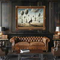 Surreal Hot Air Balloons on Desert Futuristic Sci-Fi Poster