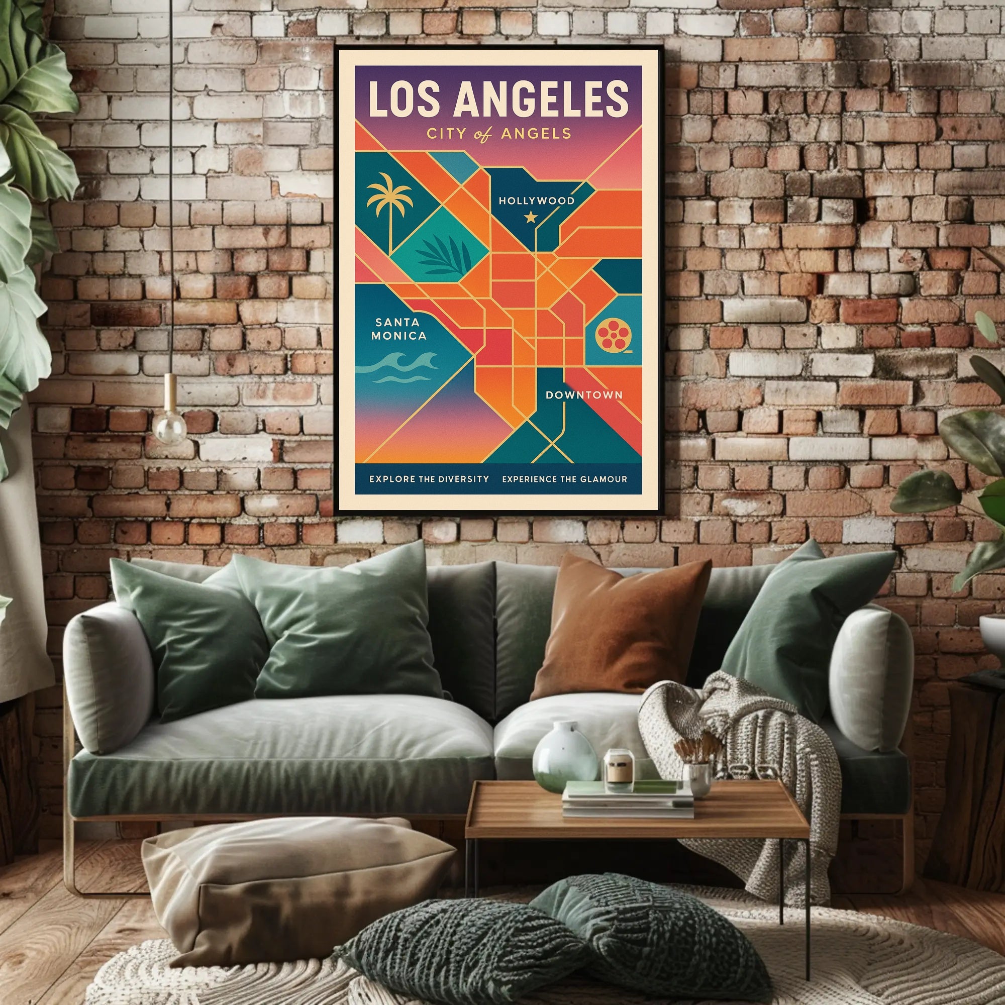 Los Angeles Retro Glamour Travel Poster PosterGoat