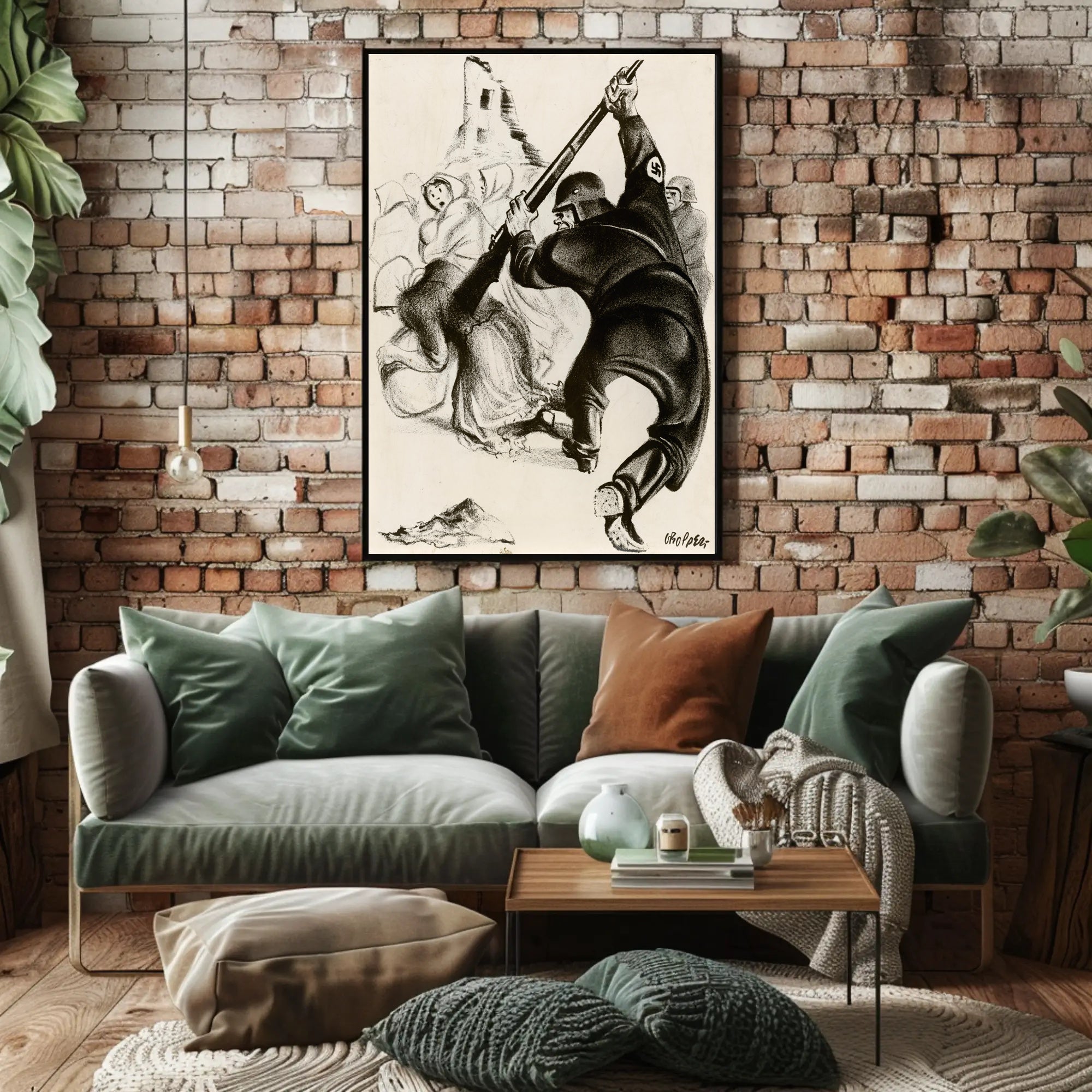 Oppression Depicted in Wartime Illustration Poster PosterGoat