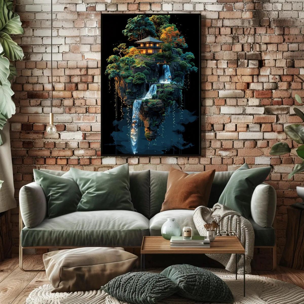 Tranquil Oasis Sky Floating Island Surrealism Poster