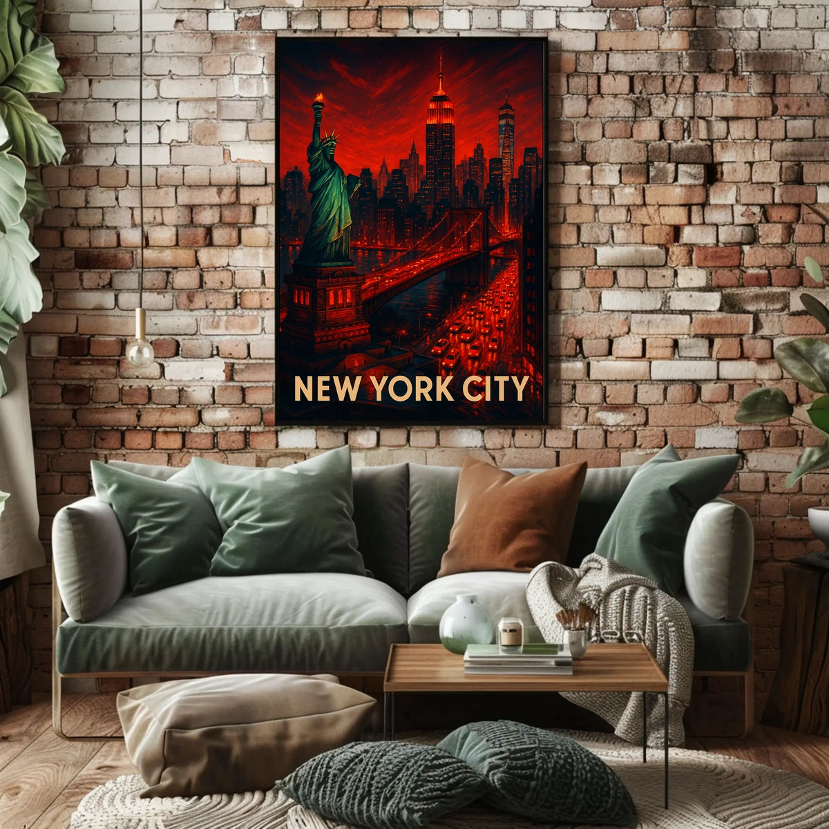New York City Vibrant Landmarks Poster Modern Wall Art