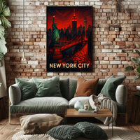 New York City Vibrant Landmarks Poster Modern Wall Art