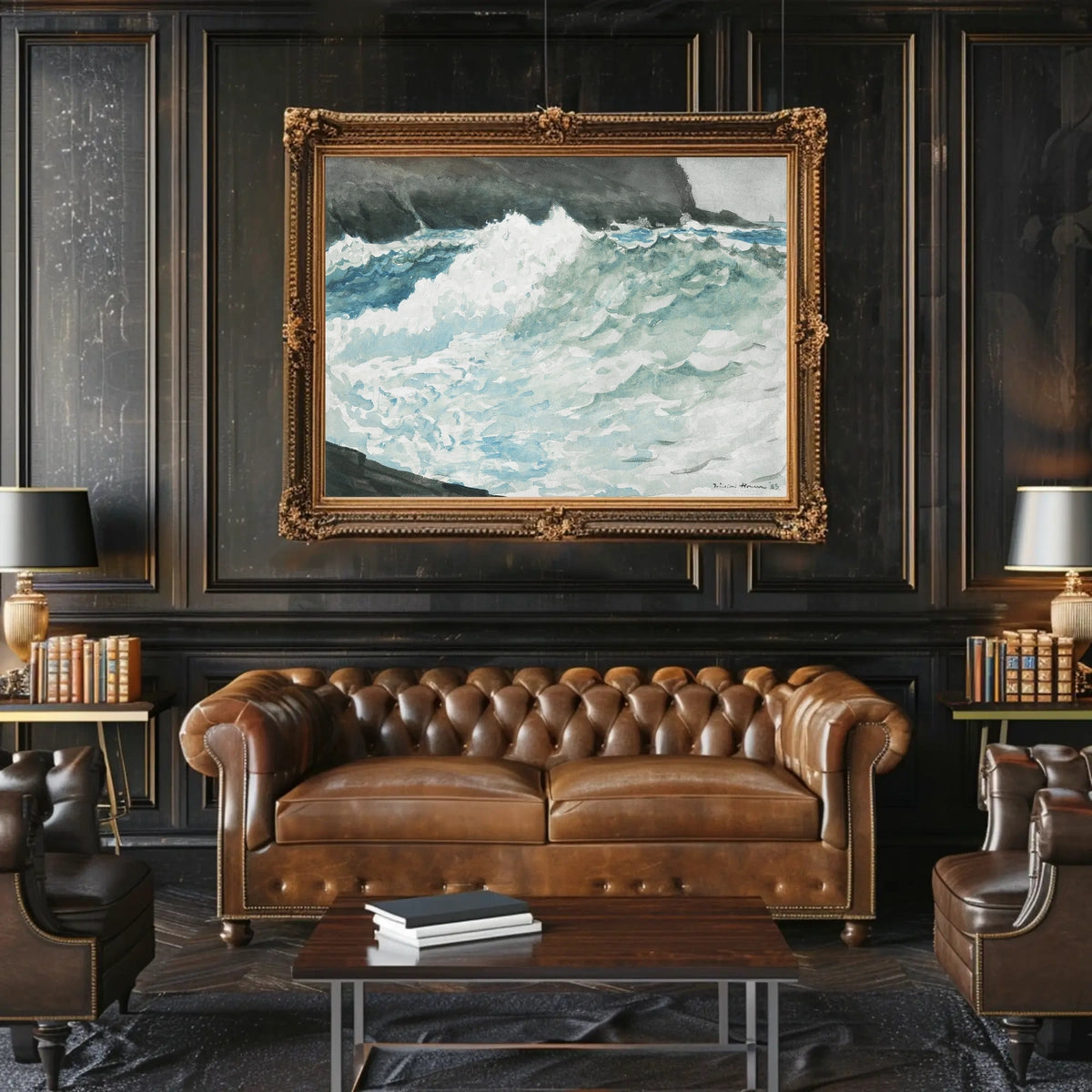 Dynamic Ocean Waves Watercolor Art - Artistic Poster