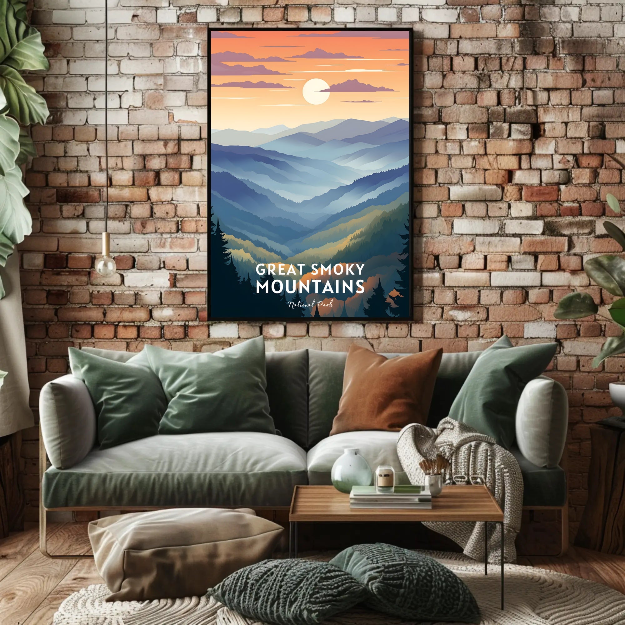 Great Smoky Mountains Landscape Poster Vintage Print