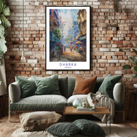 Vibrant Pakistani Urban Street Scene Watercolor Cityscape Poster PosterGoat