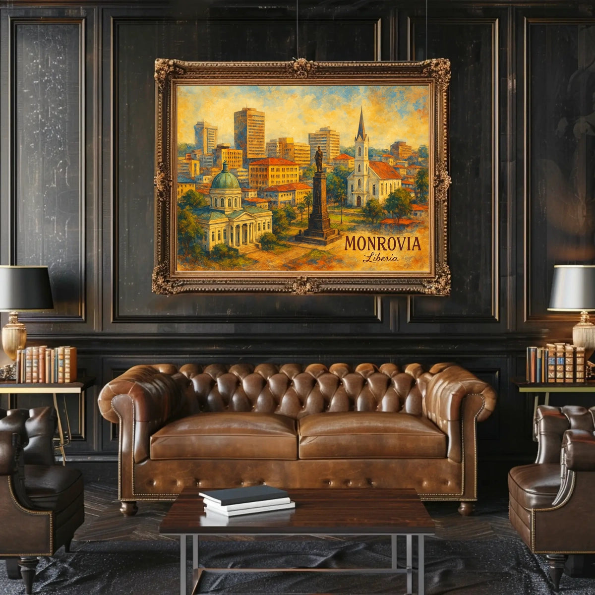 Monrovia Cityscape Realism Poster