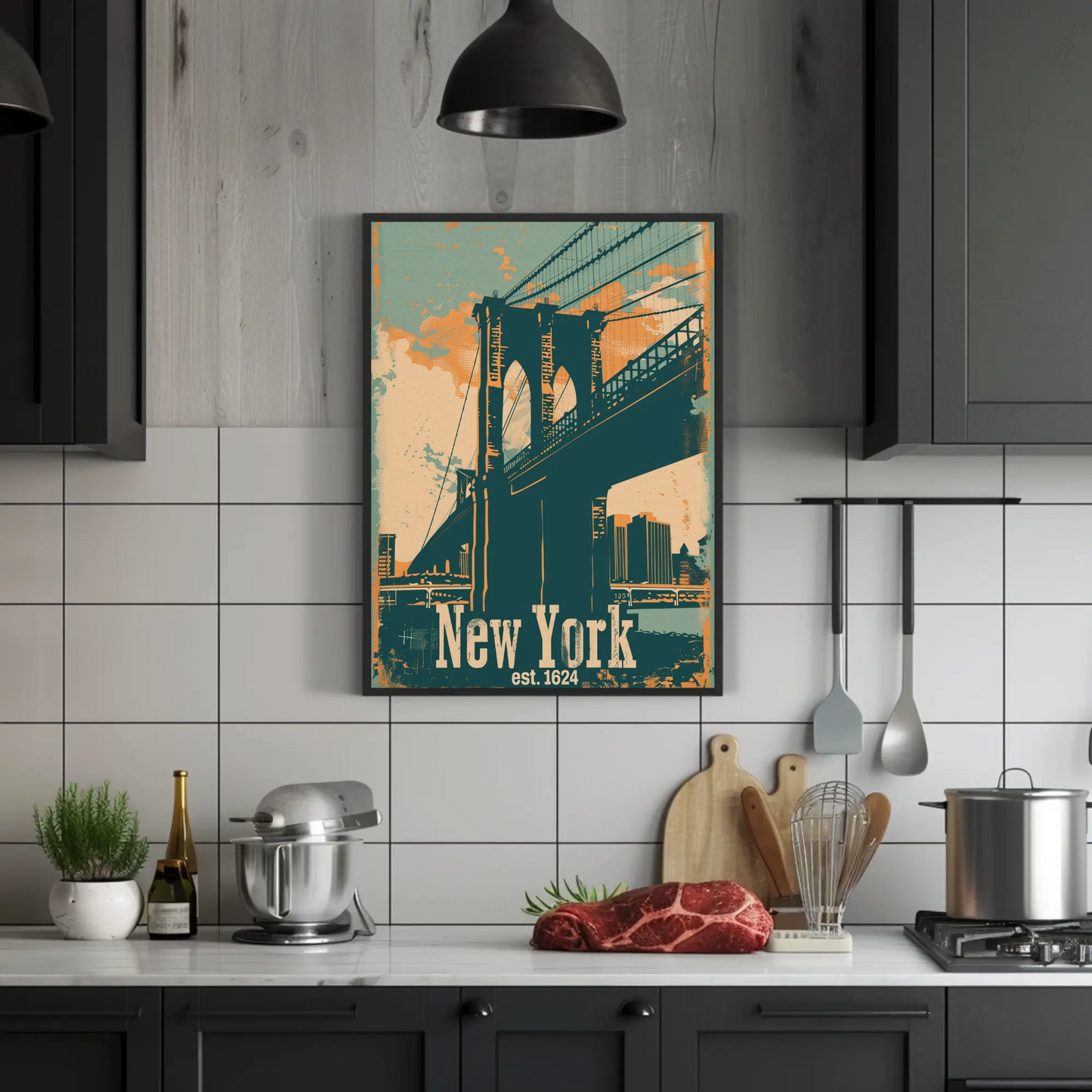 New York Brooklyn Bridge Vintage Poster