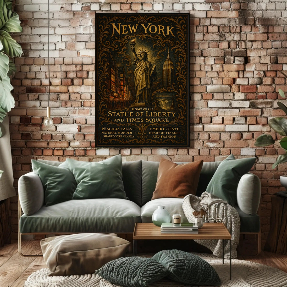 New York Iconic Landmarks Skyline Poster Modern Wall Art