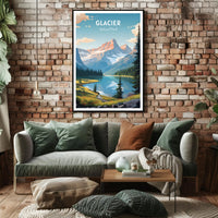 Glacier National Park Travel Poster Vintage Print
