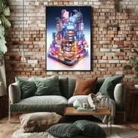 Cyberpunk Metropolis Neon Magic Futuristic Sci-Fi Poster