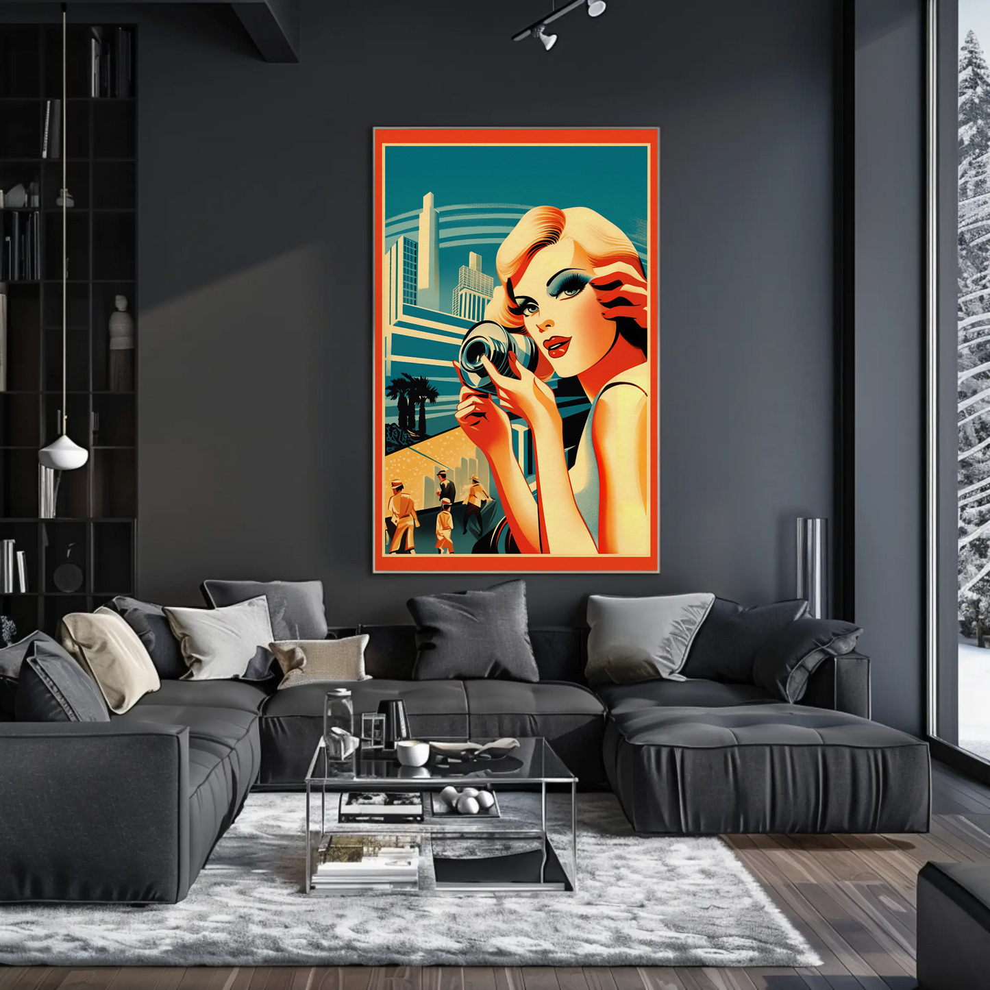 Glamorous Retro Woman With Camera Travel Poster