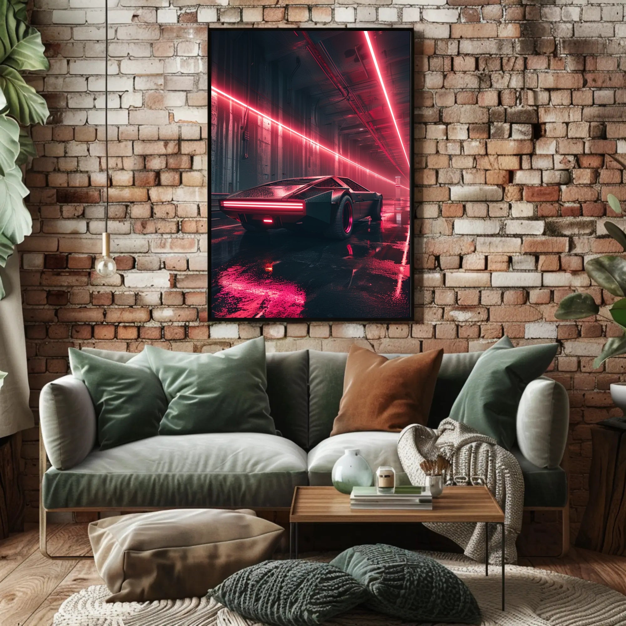 Futuristic Cyberpunk Car Poster: Neon Tunnel Vision PosterGoat