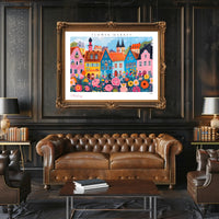 Colorful Flower Market Scene Poster PosterGoat