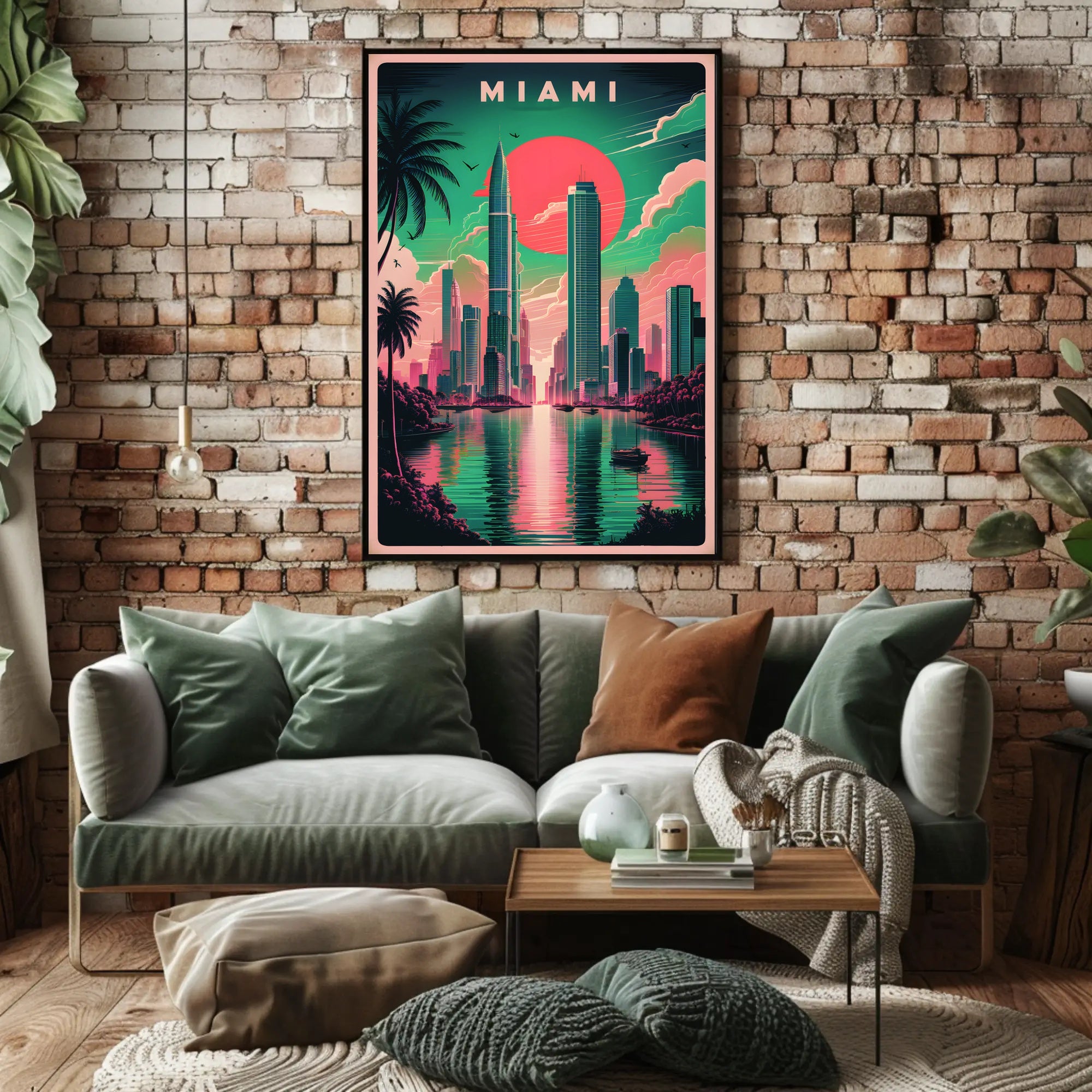 Miami Skyline Art Poster