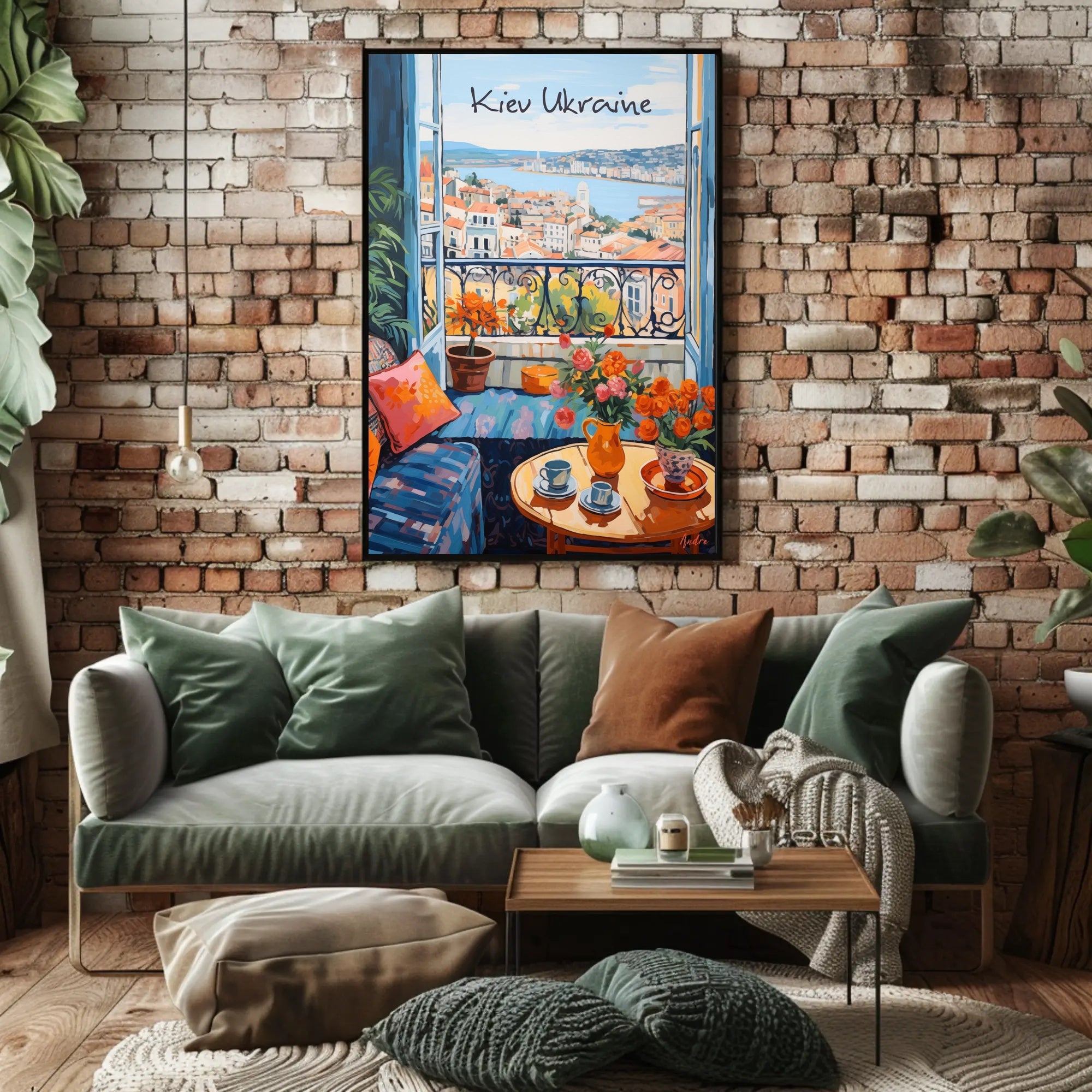Scenic Balcony Overlooking Kiev Cityscape Poster