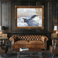 Winter River Landscape Poster