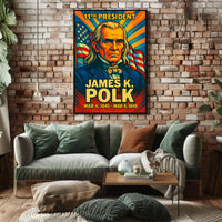James K. Polk 11th President of the United States Colorful Comic Book Style Poster